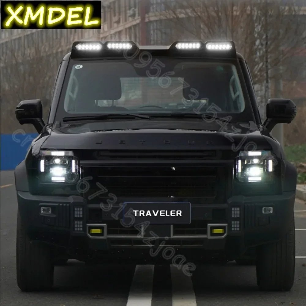 Glossy Black ABS Roof Spoiler LED Light Bar for JETOUR T2 2023-2025