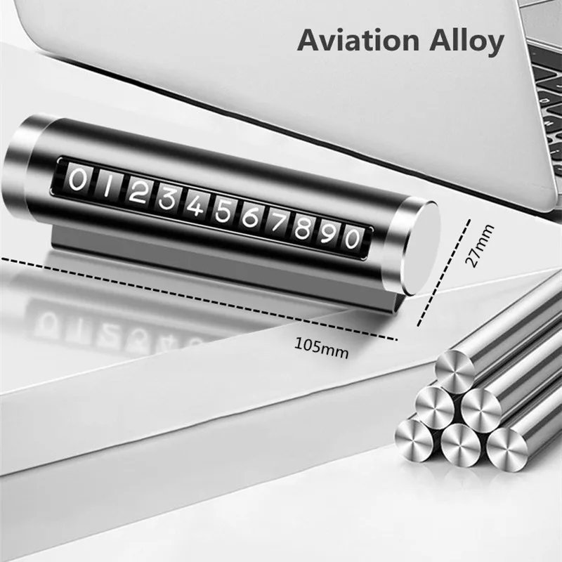 Universal Metal Parking Card with Rotating Phone Number Plate