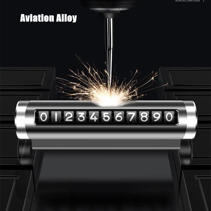 Universal Metal Parking Card with Rotating Phone Number Plate