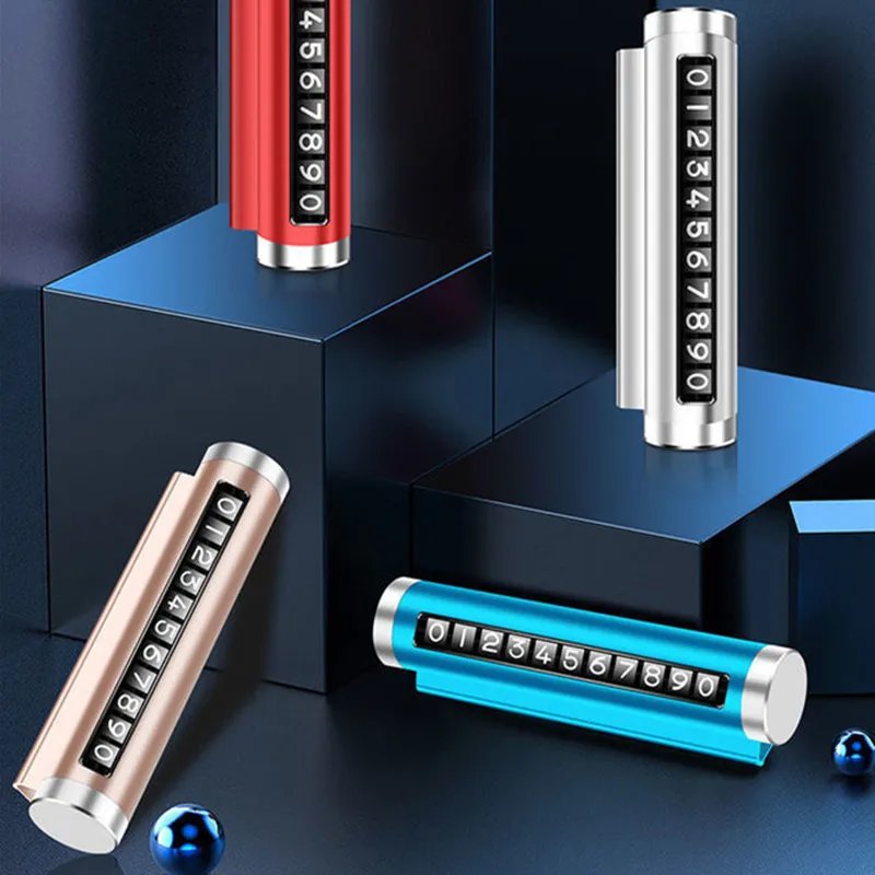 Universal Metal Parking Card with Rotating Phone Number Plate