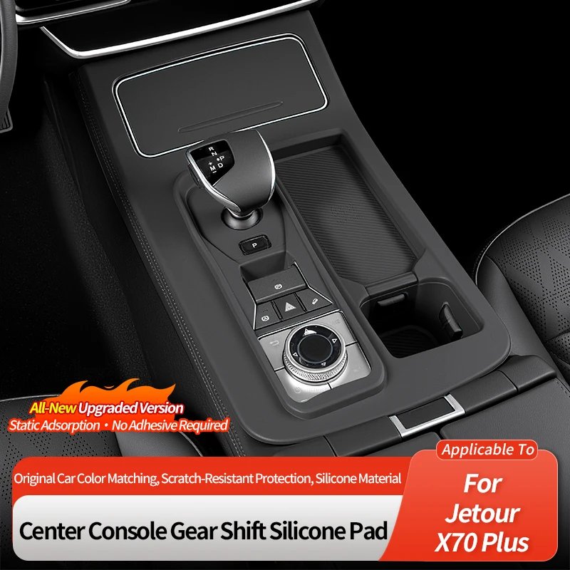 For Jetour X70 Plus Center Gear Shifter Panel Silicone Pad Protection Film Water Cup Holder Cover Auto Interior Tuning Accessory