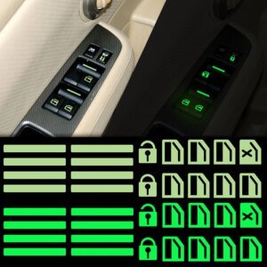 Luminous Car Window Lifter Switch Button Stickers Fluorescent Decals Car Door Window Lift Night Safety Switch Cars Accessories