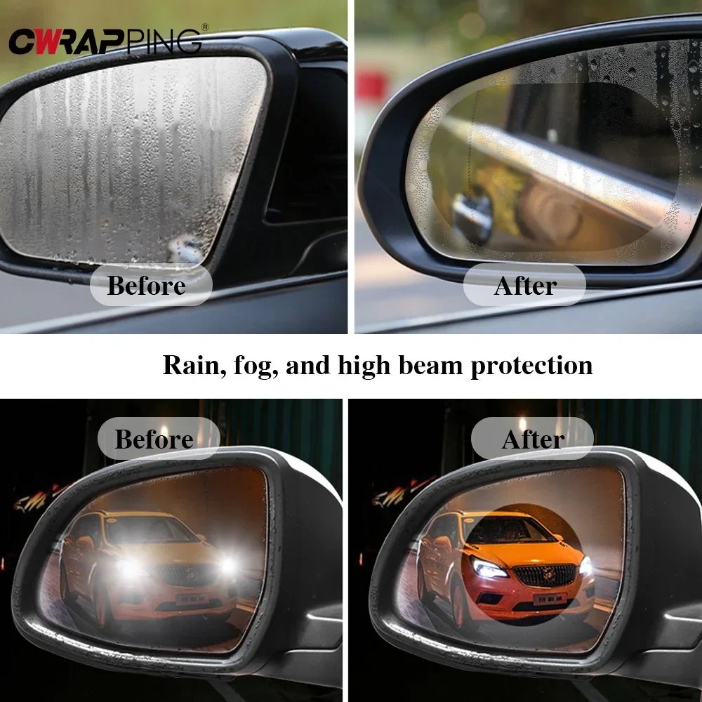 Waterproof Car Stickers - 4pcs Vinyl Rearview Mirror Film