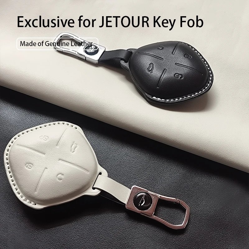 Genuine Leather Car Remote Key Case Cover Fob for Jetour DASHING X-1 Plus DTC IDM Keychain Durable Holder Luxury Fob Accessories