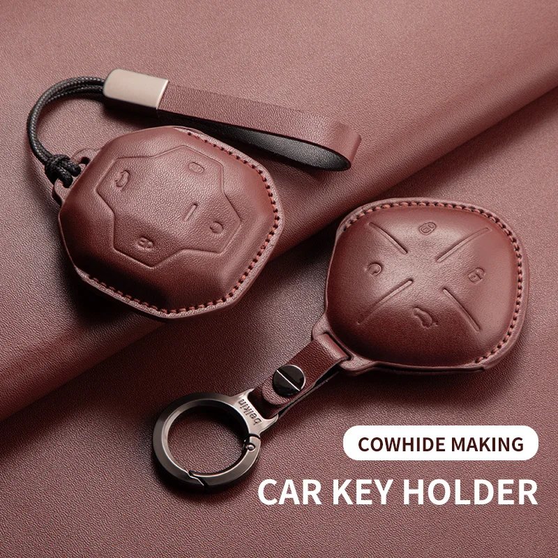 Leather Car Key Case Cover Shell For JETOUR DASNG iDM Jetour T2 Traveler 2023 2024 Dashing X-1 Plus DTC 2022 2024 Car Accessorie