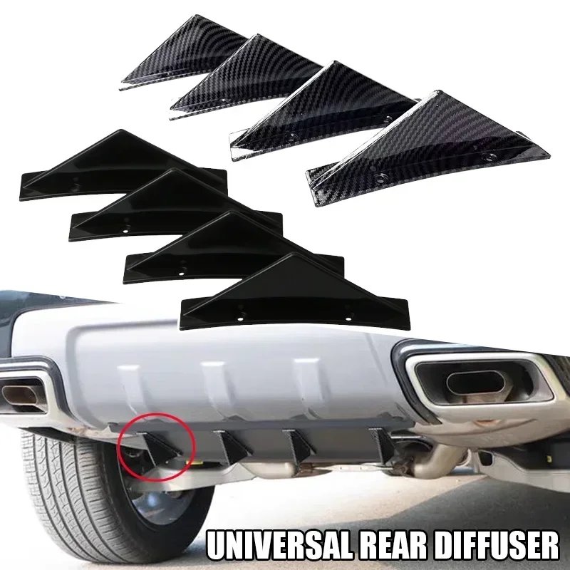 New 4Pcs Universal Car Rear Bumper Lip Splitter Spoiler Anti-collision Body Bumper Astern Protection for Curved Mounting Surface