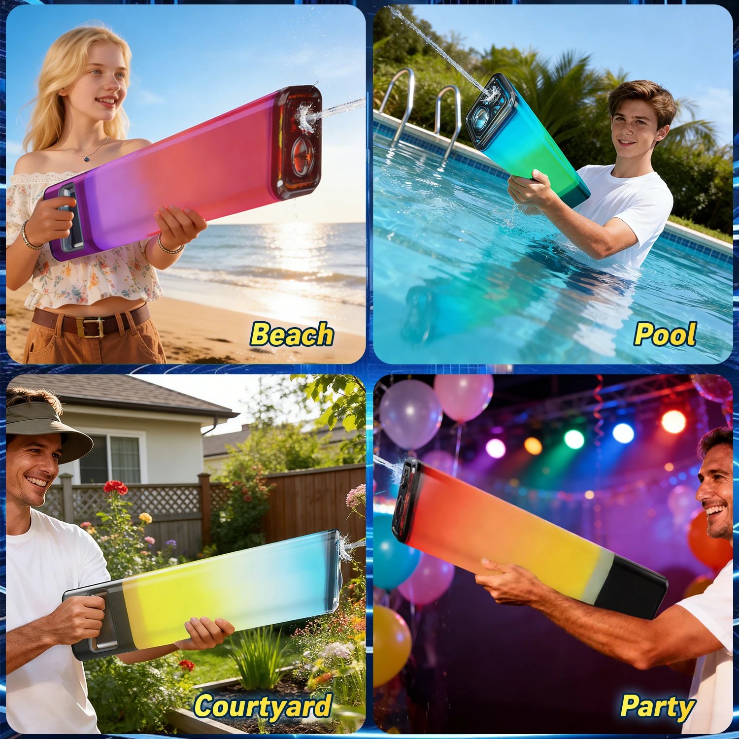 Rechargeable Auto-Fill Electric Water Gun with LED & Sound